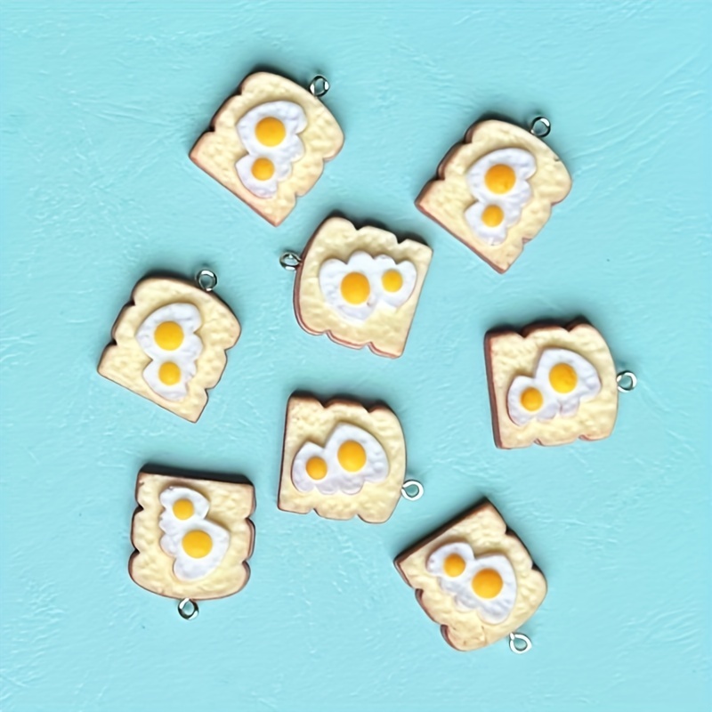 6pcs Poached Egg Decor Bread DIY Pendant For Accessories